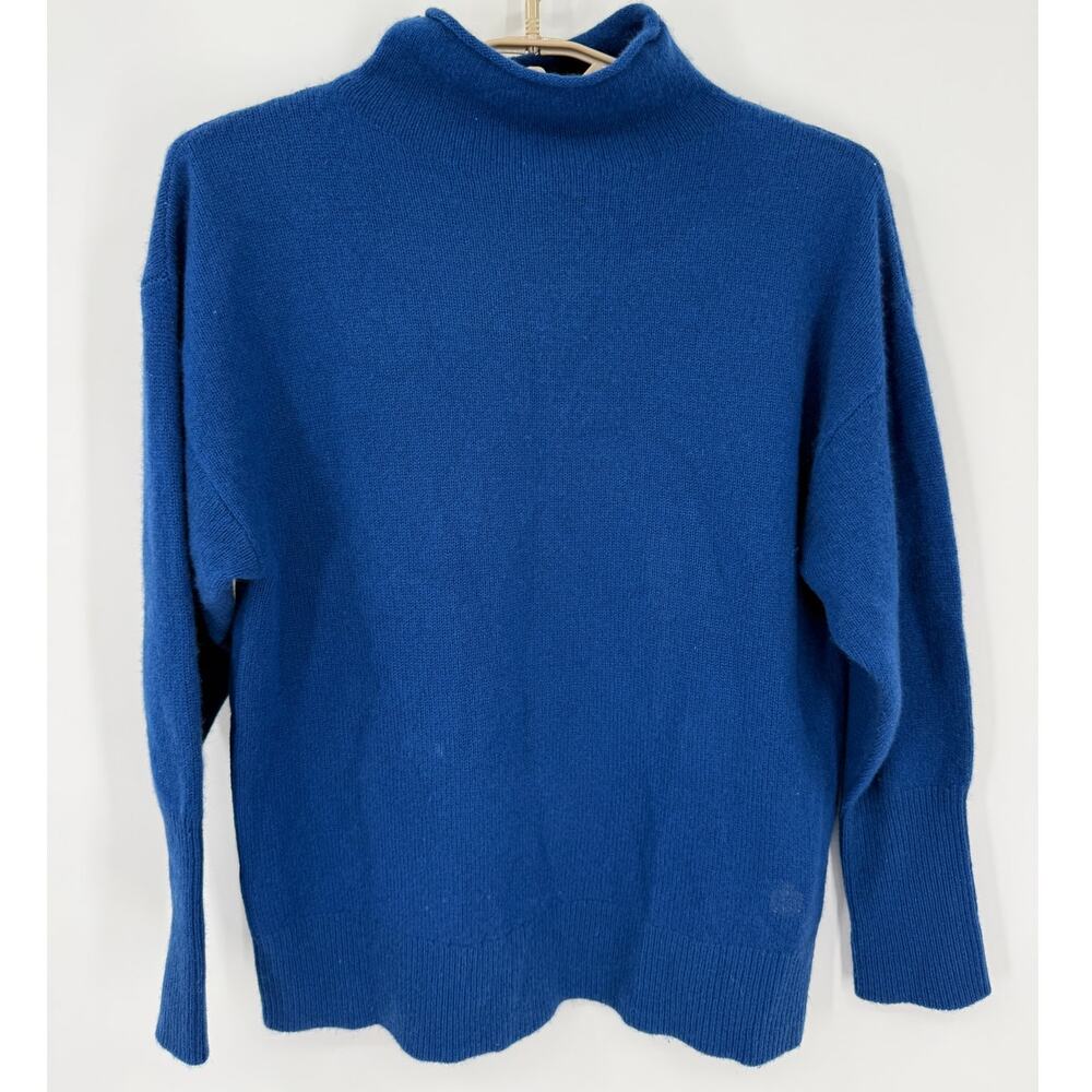 Babaton 100% Cashmere Funnel Roll Neck Sweater Oversized Caribbean Blue Small